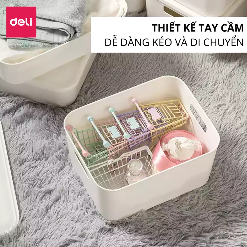 [TẶNG 1 HỘP] Hộp Đựng Đồ Có Nắp Deli Cỡ Siêu Lớn Có Tay Cầm Đa Năng Nắp Đậy Chống Bụi, Hộp Đựng Quần Áo, Đồ Chơi