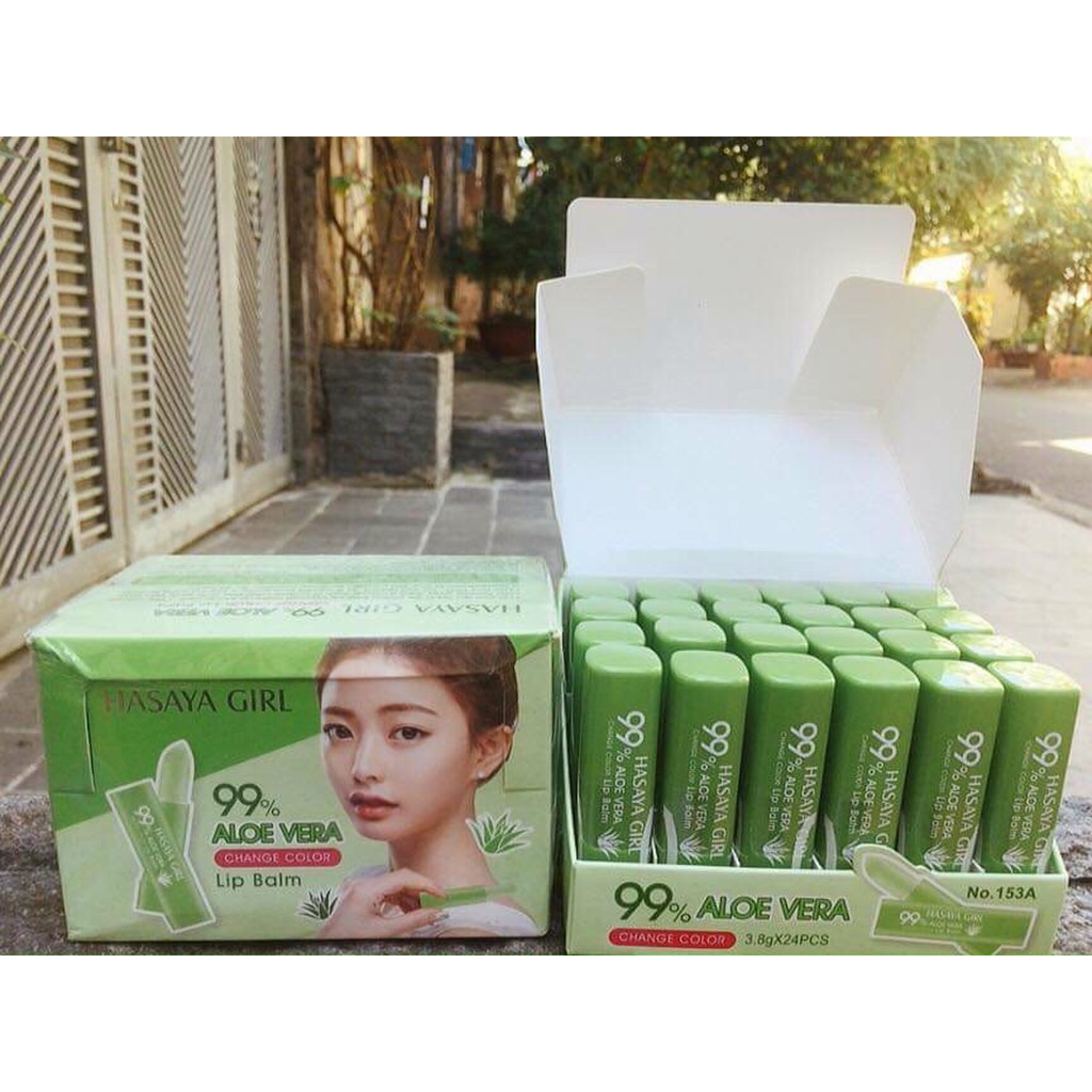 Son dưỡng môi Nha đam không màu Hasaya Girl Aloe Vera 99% Thái Lan