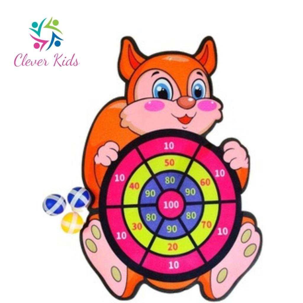 Đồ chơi bảng phi tiêu bóng dính cho bé, bảng ném bóng gai tính điểm hình con vật ngộ nghĩnh tặng kèm 3 trái bóng
