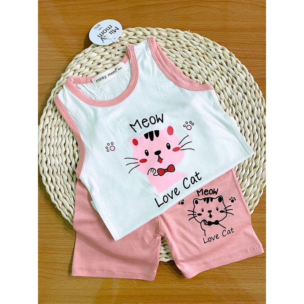 [Mã SKAMCLU8 giảm 10% cho đơn từ 100K] Bộ ba lỗ họa tiết trẻ em chất thun lạnh Minky mom