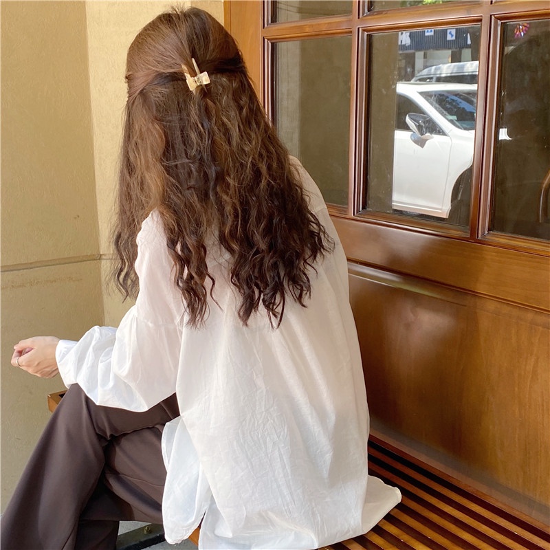 Áo sơ mi cổ polo tay dài xếp ly phong cách Hàn Quốc trẻ trung 45265