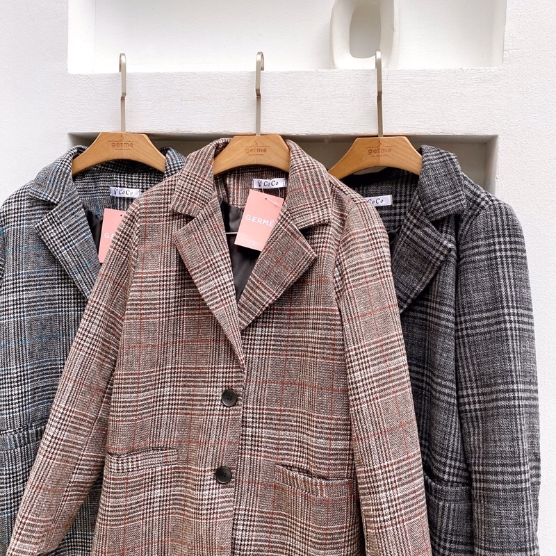 Áo khoác blazer kẻ hai túi 50a38 by germe