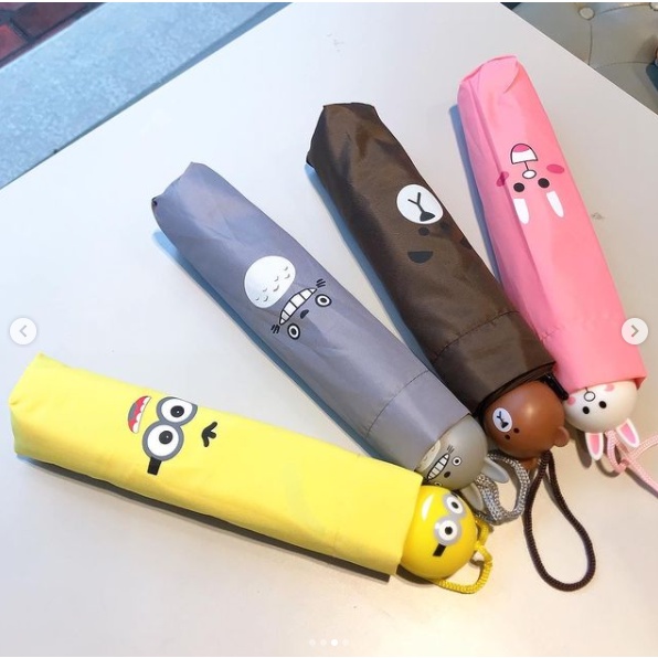 Ô dù che nắng mưa dáng ngắn in hoạt hình Line friends Totoro Minion đáng yêu