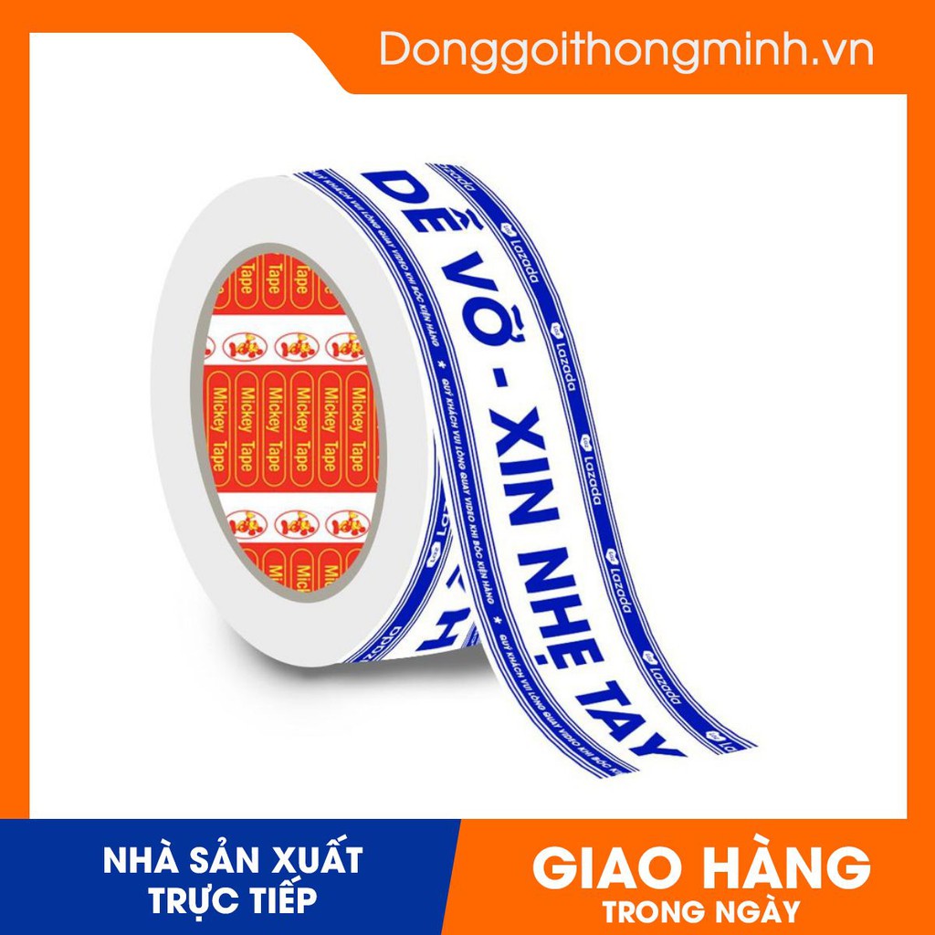 Sỉ băng dính niêm phong, đóng hàng màu xanh - in chữ tiện dùng dành cho các shop giá rẻ