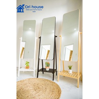 Gương soi toàn thân tràn viền phối kệ khung gỗ Hàn Quốc - Nội Thất Ori