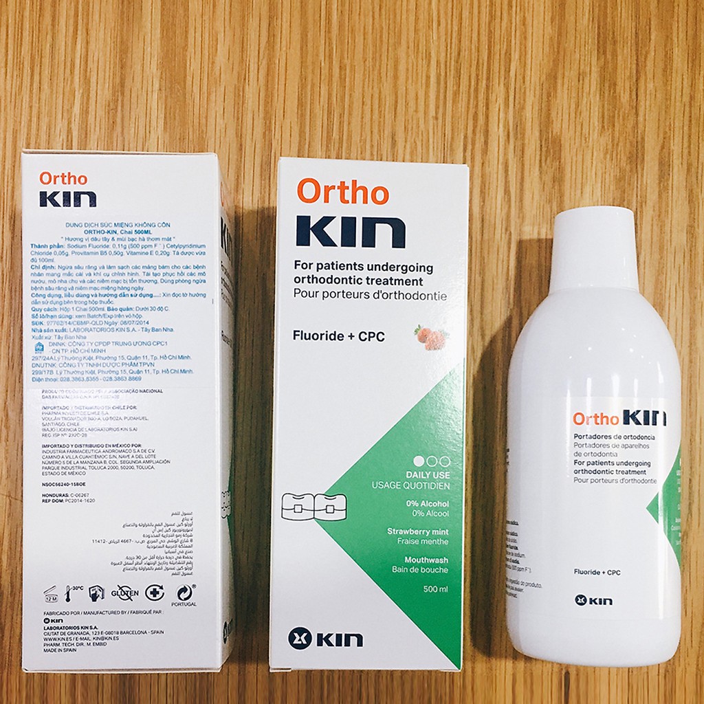 Nước súc miệng dành cho răng niềng, răng chỉnh nha Ortho KIN 500ml [dvcareshop]