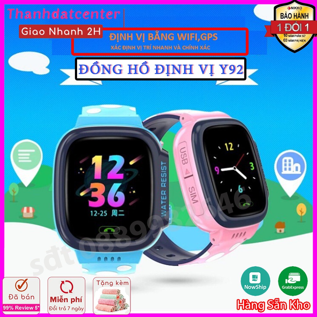 Đồng hồ định vị trẻ em Y92 Có Tiếng Việt, Wifi Lắp Sim Nghe Gọi Hai Chiều - Đồng Hồ Thông Minh Trẻ Em