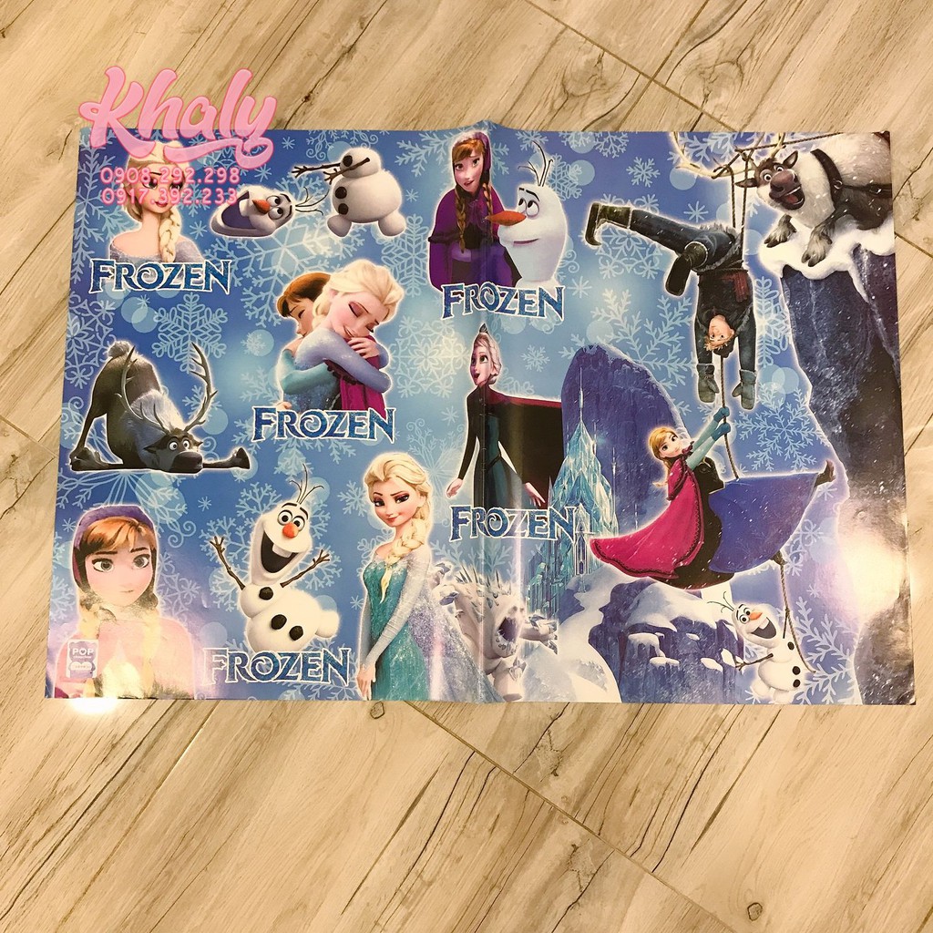 Giao ngẫu nhiên giấy gói quà hoặc bao tập hình công chúa Anna, Elsa (Frozen) size A2 (77x52cm) - GBTGQFZ001