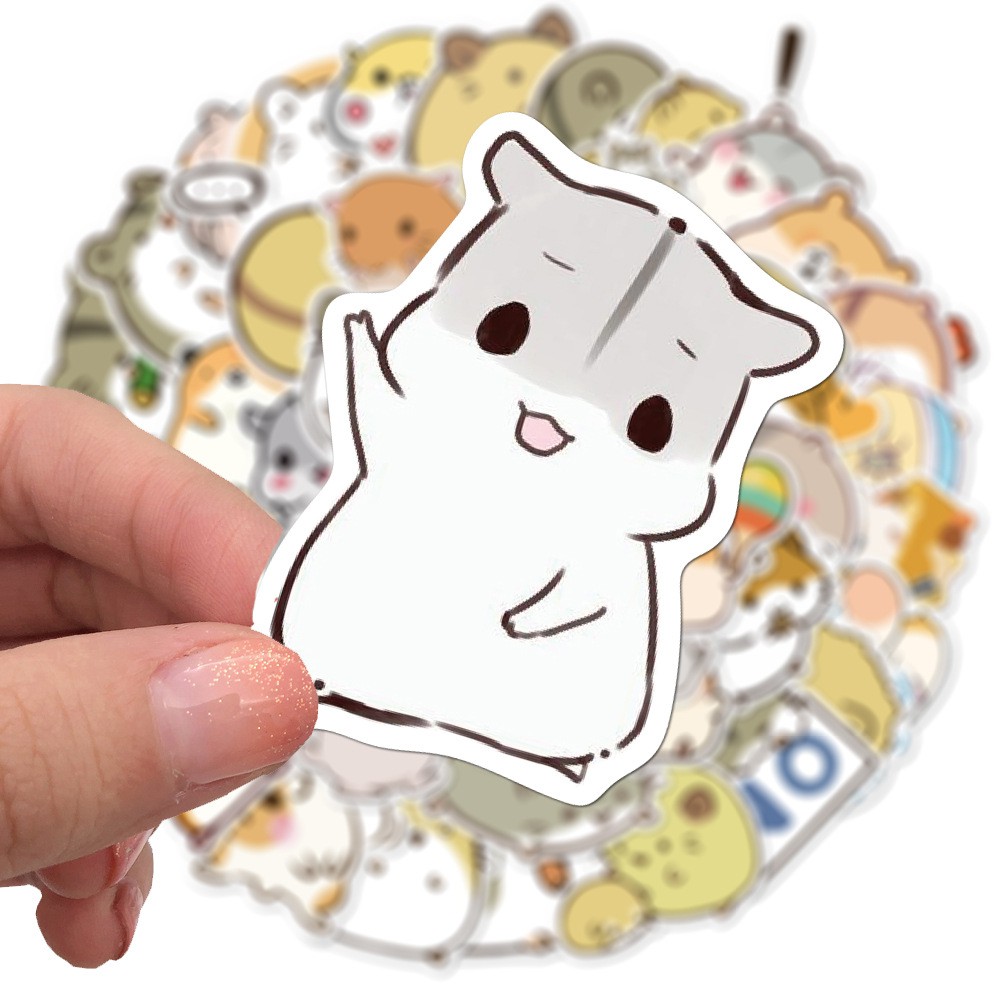 Set 50 Sticker Chuột Hamster Siêu Dễ Thương Để Dán Trang Trí Sách Vở, Sổ Tay, Nhật Ký, Xe, Mũ, Điện Thoại, Laptop