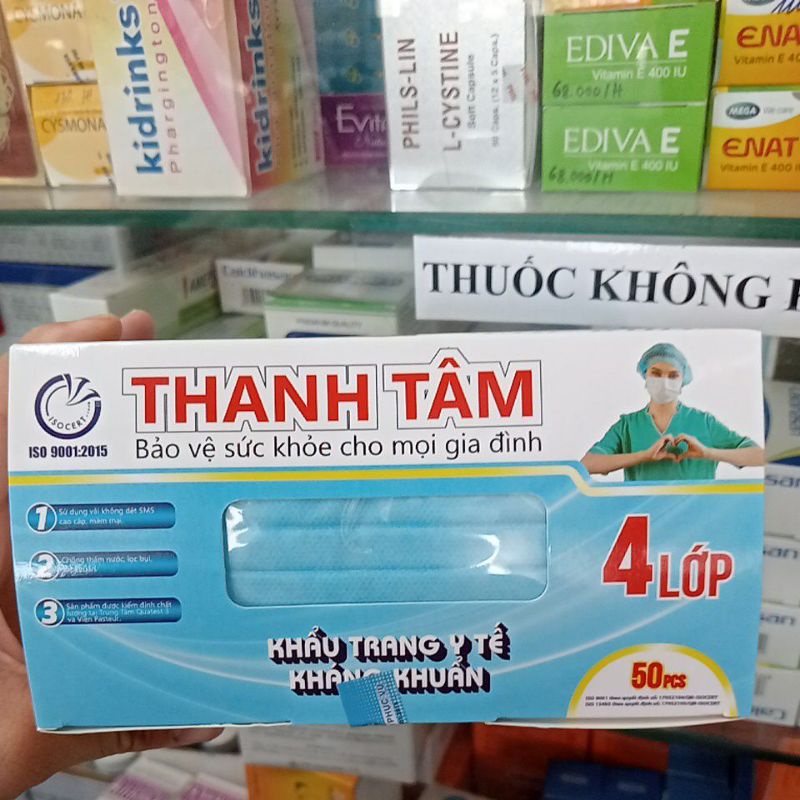✅ [Chính Hãng] KHẨU TRANG Y TẾ THÀNH TÂM 4 LỚP KHÁNG KHUẨN hộp (50 cái)