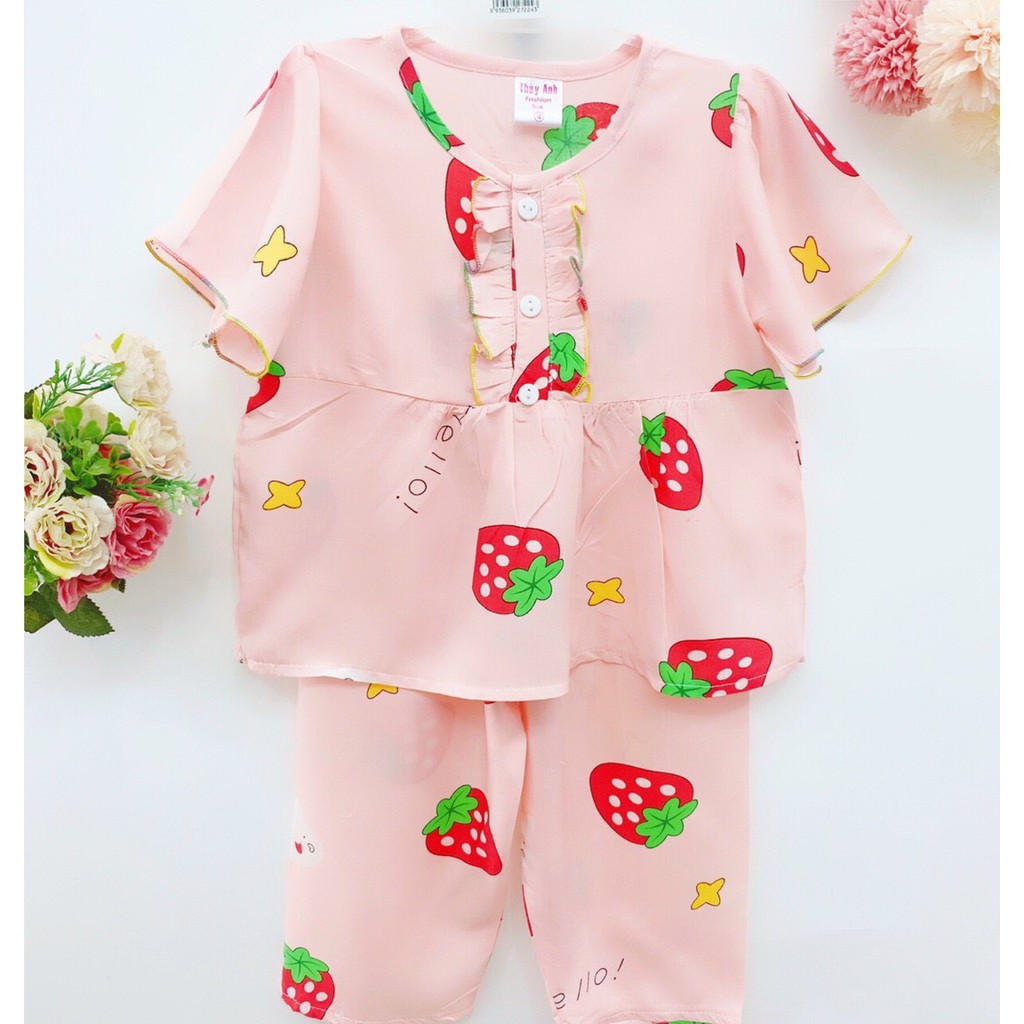 Bộ Tole lanh bé gái ❄️siêu mát cho mùa hè❄️Tay ngắn quần dài👚size 8-14kg