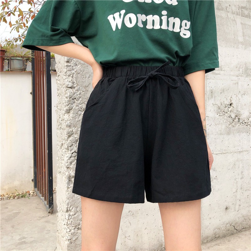 Quần Đùi Nữ Chất Đũi Cạp Chun - Quần Short Eo Chun Co Dãn 4 Màu