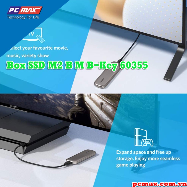 Box SSD M.2 cho SATA NGFF Nhôm USB 3.1 Gen 2 to  B M B-Key 2280 2260 2242 2230 Ugreen 60355 - Hàng chính hãng