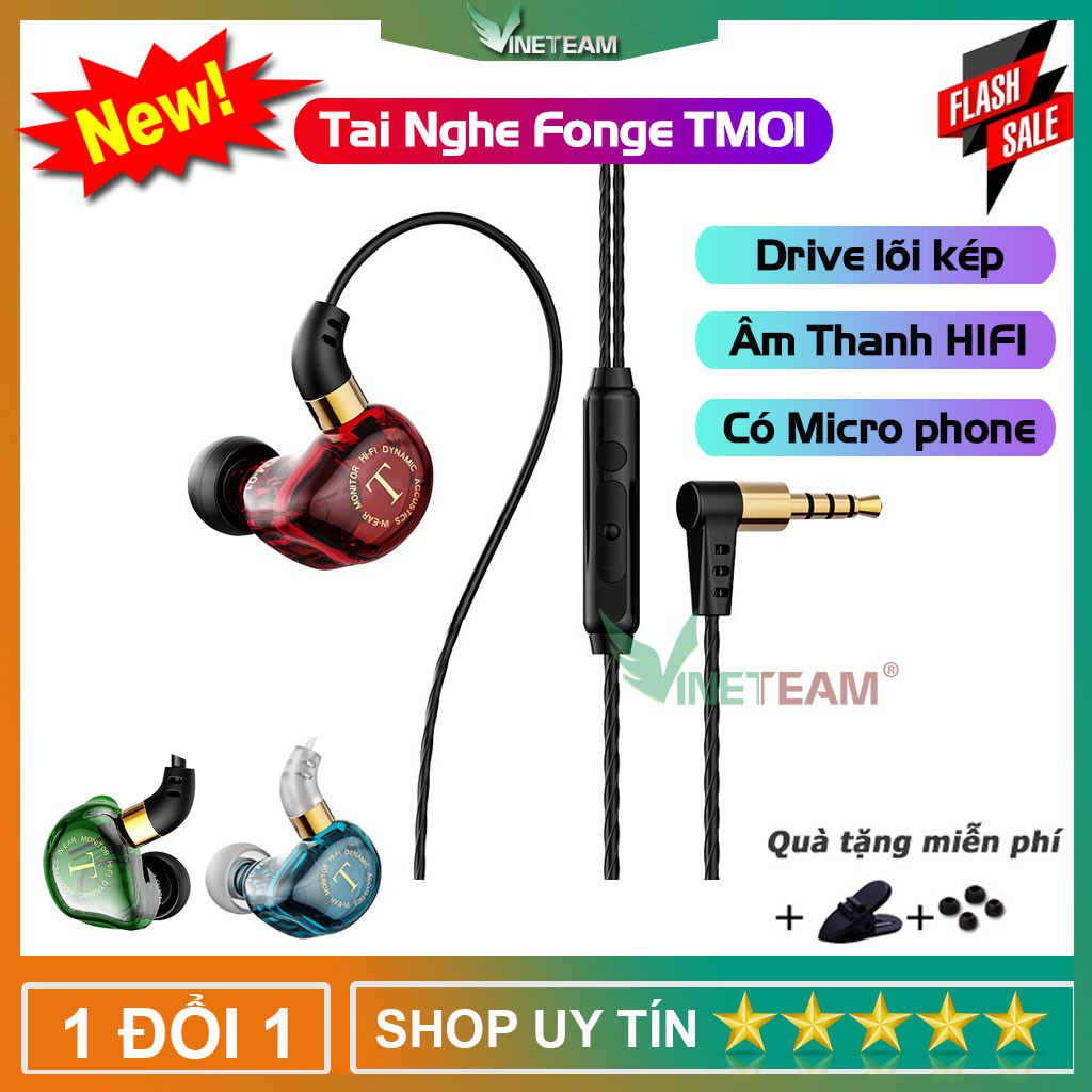 Tai Nghe Nhét Tai Có Dây Fonge TM01 Drive lõi Kép Âm Thanh HIFI Có Micro -dc4465