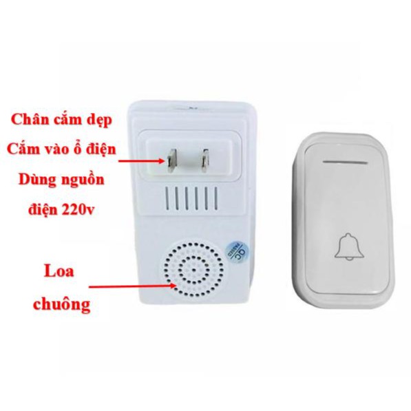 [Kèm pin] Bộ 3 nút nhấn 1 chuông cửa không dây kawa DB658 38 kiểu chuông