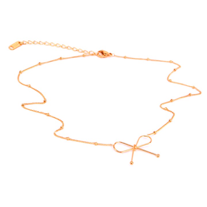 Dây chuyền nữ titan cao cấp hình chiếc nơ siêu cute - Đẹp, bền màu, hợp thời trang