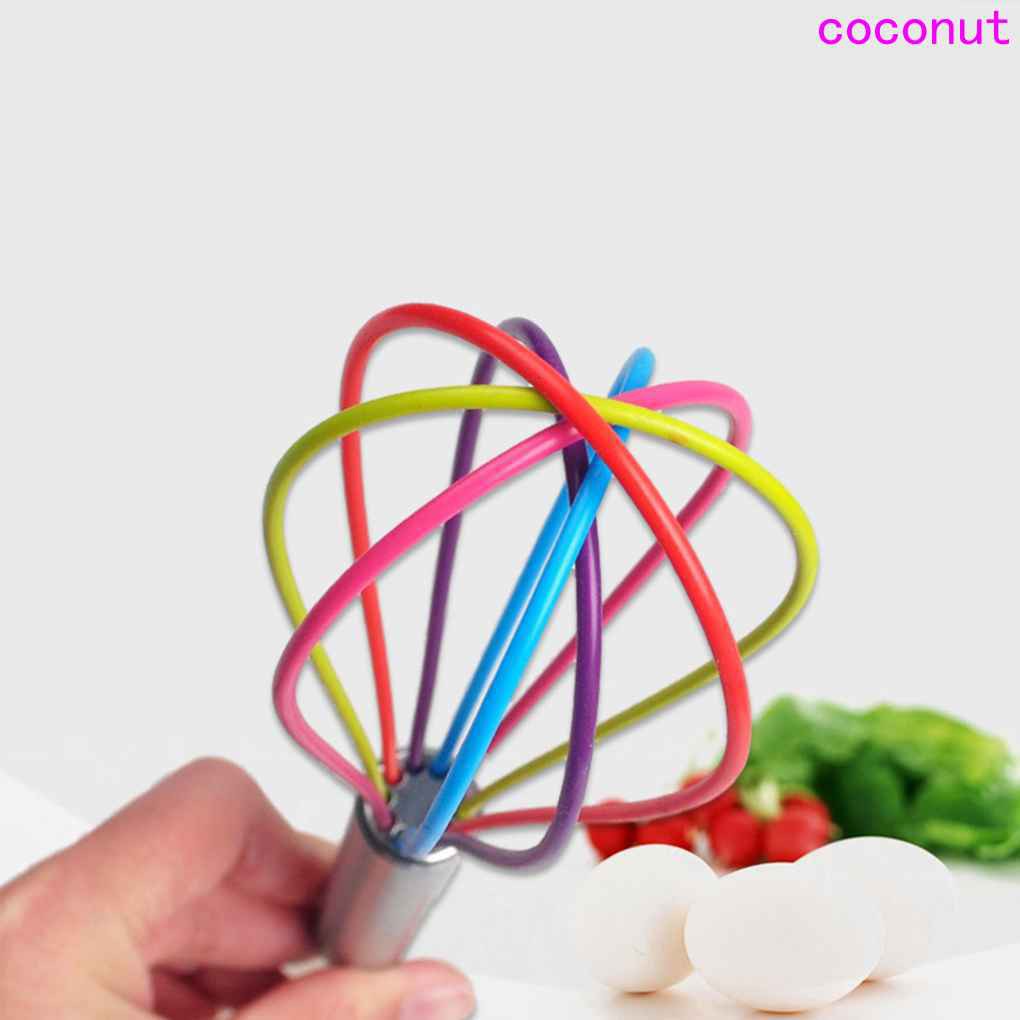 Stainless Steel Hand Shank 5 Wires Silicone Eggs Whisk Kitchen Mixer Egg Beater