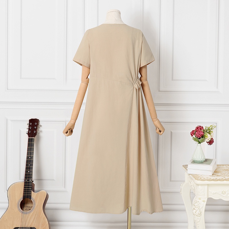 Zanzea Đầm Tay Ngắn Cổ Tròn Màu Trơn Thời Trang Dành Cho Nữ