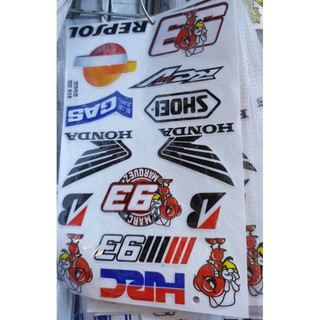 tem dán xe máy nổi honda cánh chim đen ,HRC , gas , 93