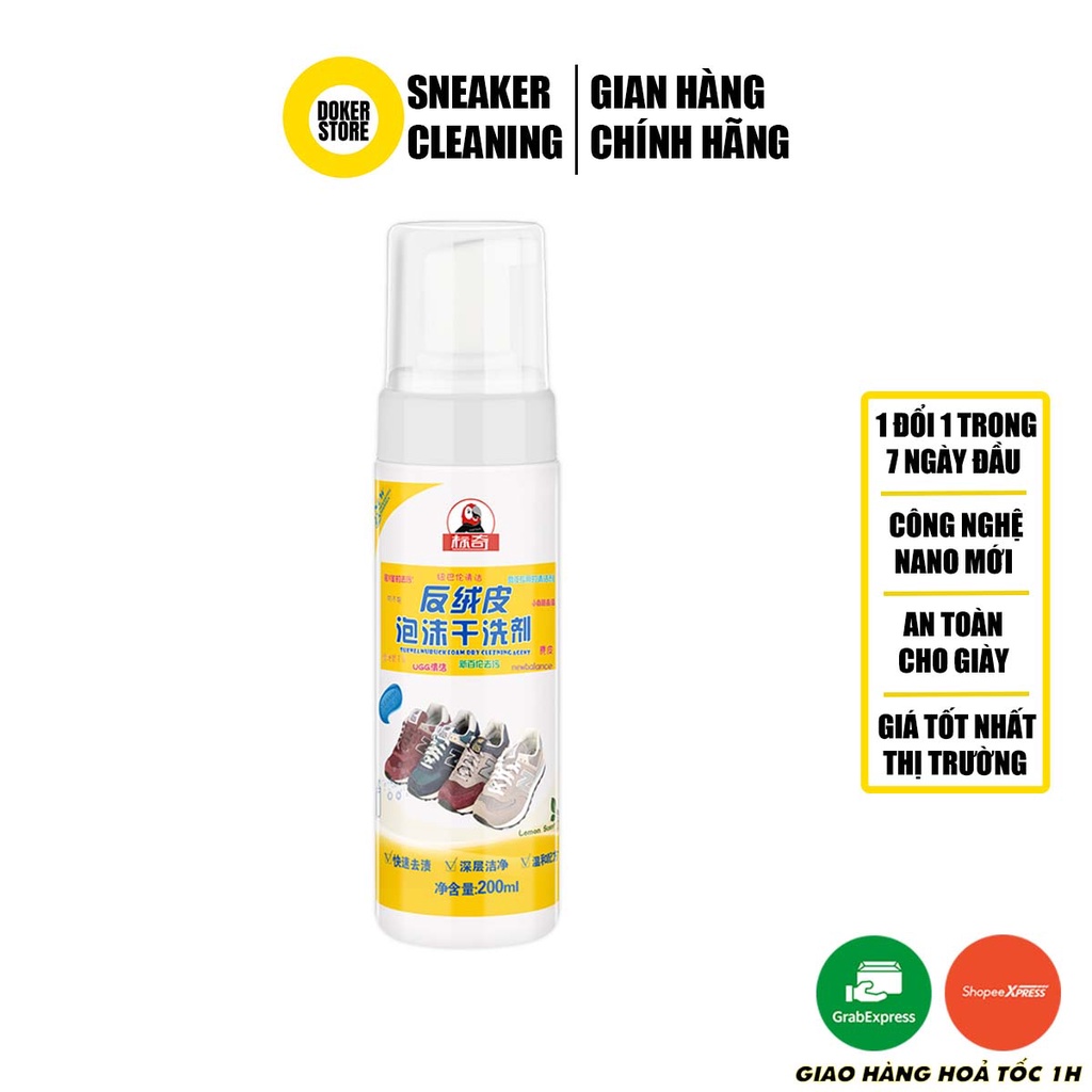 Xịt tạo bọt vệ sinh giày da lộn Suede &amp; Nubuck Foam Dry Cleaning Agent 200ml