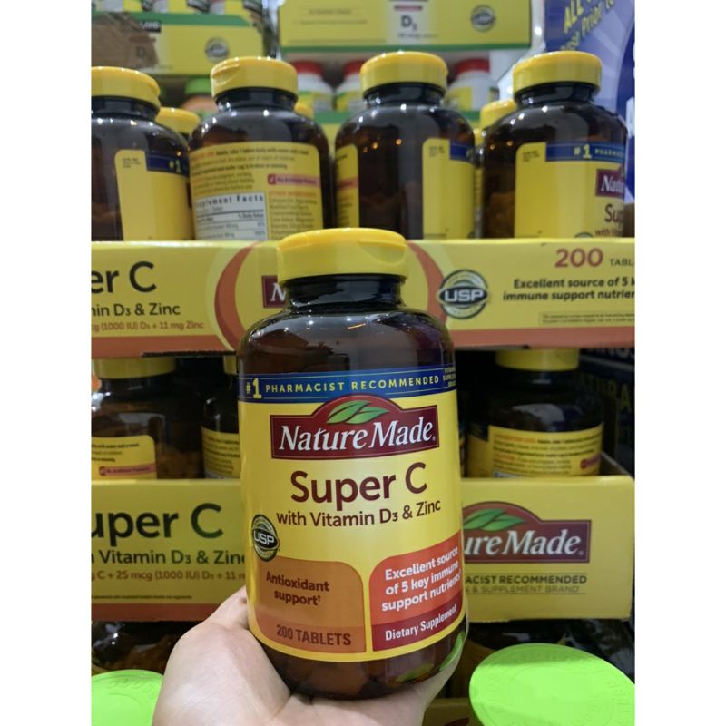 Nature made Super Vitamin C D3 và Zinc 200v Của Mỹ 2024