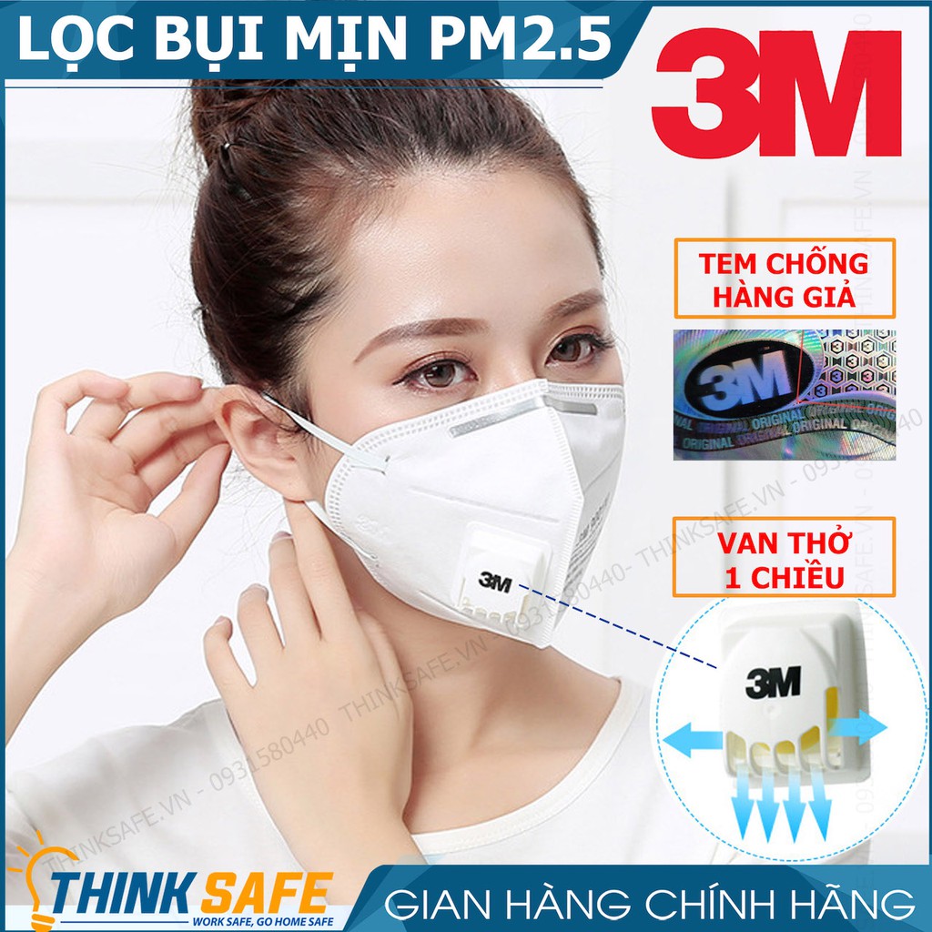 Khẩu trang y tế 3m 9001v có van lọc bụi mịn pm2.5 khẩu trang 3d chính hãng - Thinksafe | BigBuy360 - bigbuy360.vn