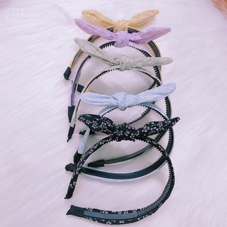 Bờm cài tóc vải hoa nhí phối nơ