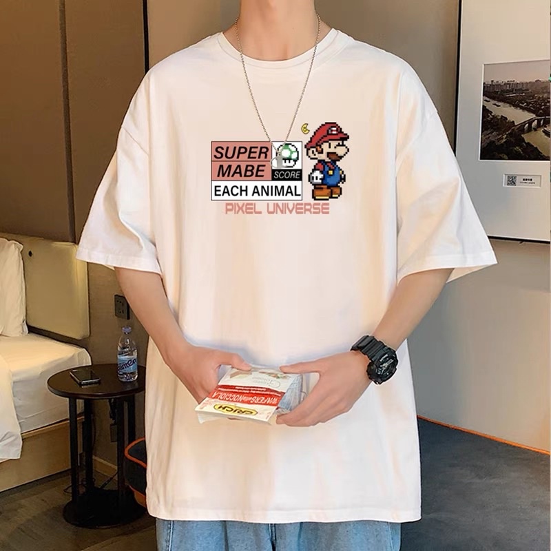 [Rẻ vô địch] Áo thun cotton tay lỡ dáng rộng unisex freesize dành cho nam và nữ -Mario