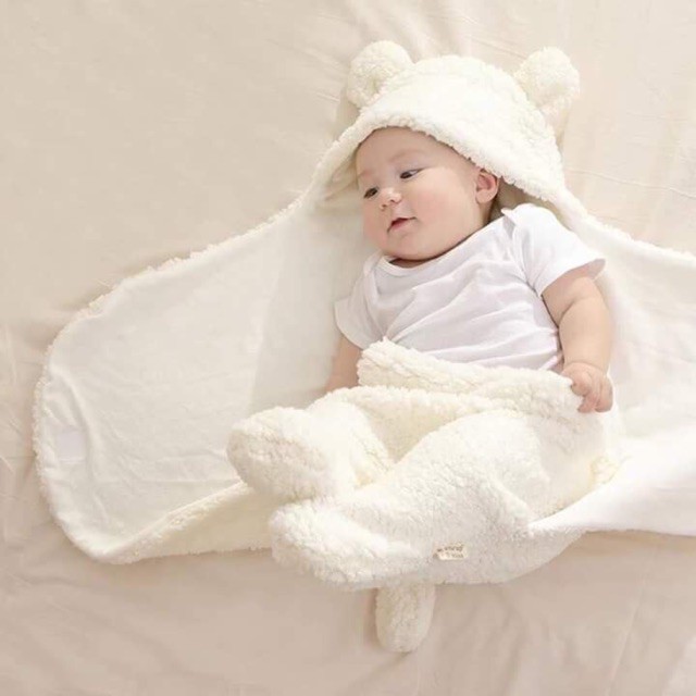 Ủ gấu lông cừu cho bé sơ sinh siêu ấm mềm mịn hàng cao cấp