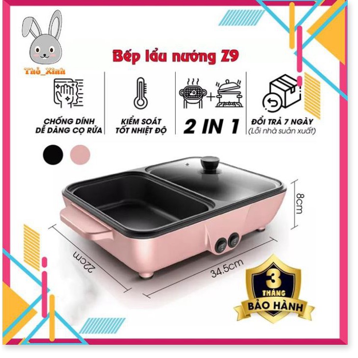 Bếp nướng lẩu 2 in 1 Mini Hàn Quốc- Bếp Điện Đa Năng Cofy -Nồi Đôi Mini Nướng và Lẩu Cofy 2 trong 1