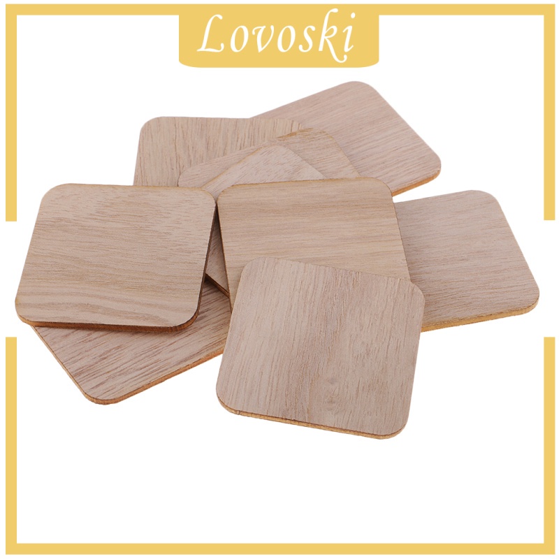 [Lovoski] Bộ 100 Miếng Gỗ Cắt Hình Vuông Chưa Hoàn Thiện 51mm