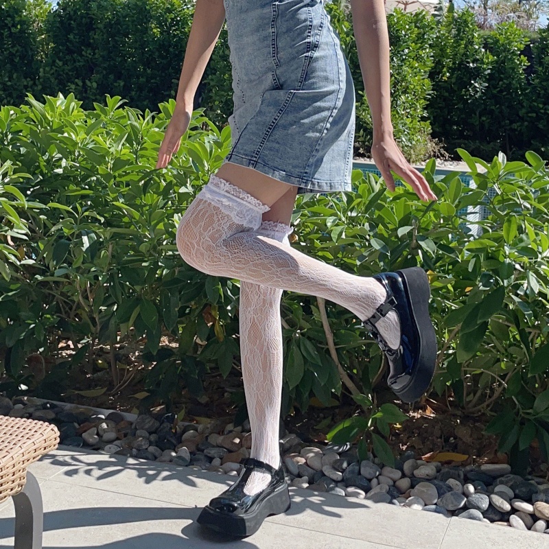 Tất Dài Qua Gối Phối Ren Phong Cách Lolita Nhật Bản Dễ Thương Cho Nữ