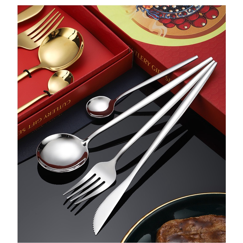 Bộ 4 dụng cụ ăn uống bằng thép không gỉ phong cách Trung Hoa cho năm mới