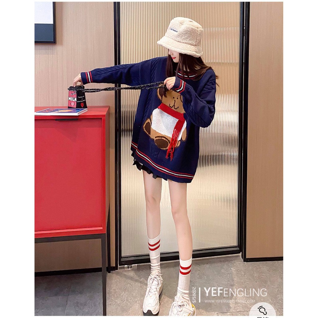 Áo len nữ quảng châu họa tiết