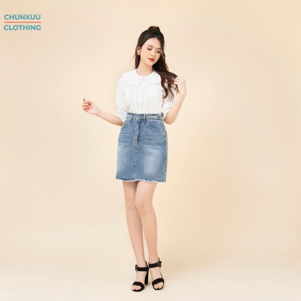 Áo sơ mi nữ trắng cổ bèo thiết kế Chunxuu phong cách nhẹ nhàng tiểu thư - XU10