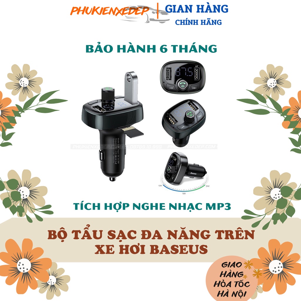 Bộ tẩu sạc đa năng phát nhạc Bluetooth ⚡CAO CẤP⚡ trên xe hơi Baseus S09 T-Typed MP3