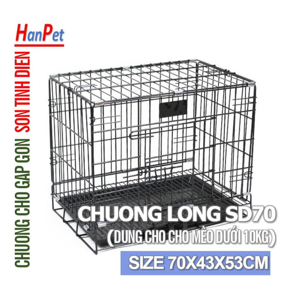 Hanpet.GV- Chuồng Lồng cũi chó mèo dưới 25kg (SD90 SD70 &amp; SD75) Chuồng chó mèo sơn tĩnh điện gấp gọn