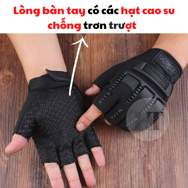 Găng tay, bao tay nam cụt ngón bảo vệ mu bàn tay và tăng độ bám Mechanix Mpact