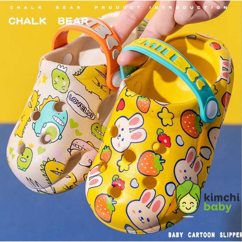 DÉP SỤC CHO BÉ TRAI, BÉ GÁI HỌA TIẾT KHỦNG LONG BUNNY CHÍNH HÃNG CHALK BEAR SMILE SIÊU NHẸ, SANDAL TRẺ EM MÙA HÈ DTE10