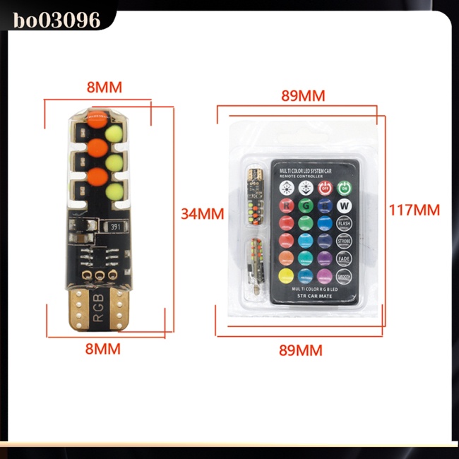 Đèn Led T10 Rgb 12v Rgbw Cob Điều Khiển Từ Xa Cho Xe Hơi