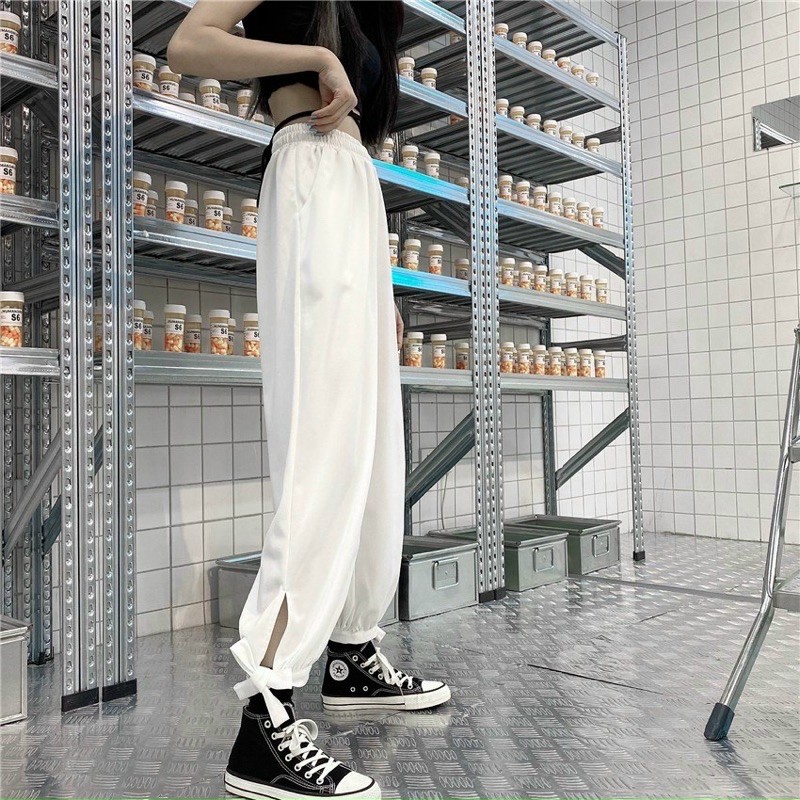 Quần jogger bo chân thắt nơ, kèm ảnh thật treo sào
