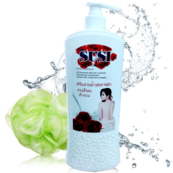 Chai 1200ml sữa tắm hoa hồng SUSI trắng da dưỡng ẩm cao cấp