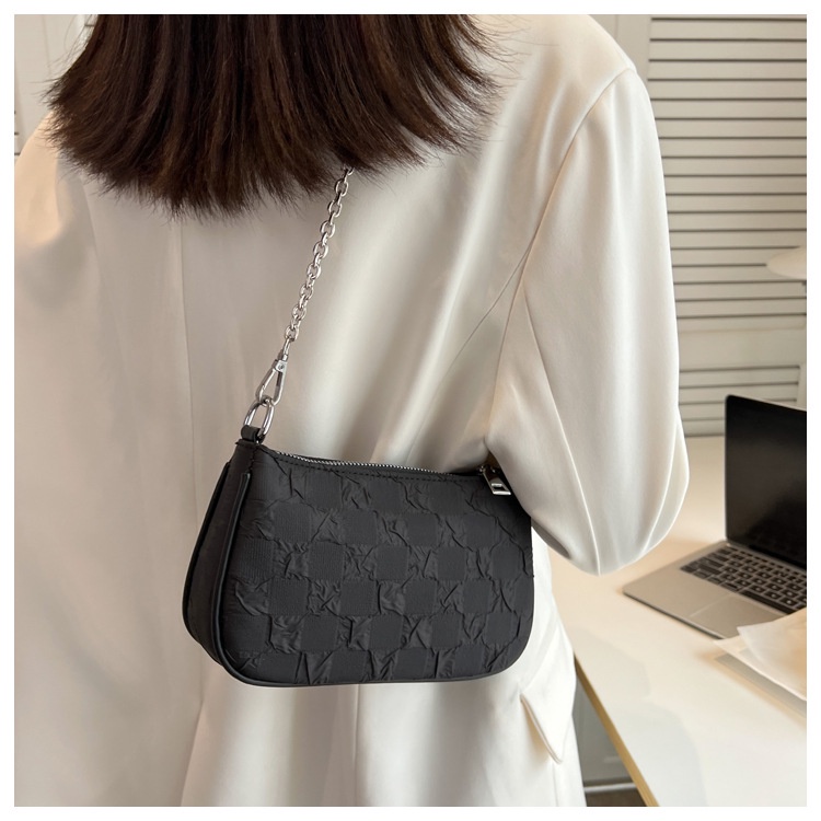 Túi đeo chéo JASMIN NOIR vải canvas phối chuỗi dây xích thời trang cho nữ