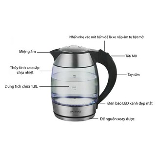 Ấm siêu tốc thủy tinh Lock & Lock 1.8L EJK418SLV