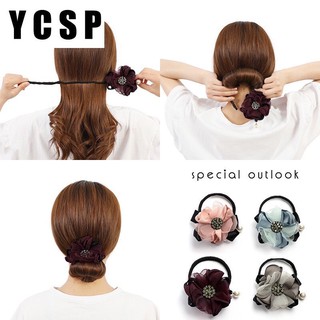 Thanh cài tóc tạo hình có gắn hoa lụa - giao màu ngẫu nhiên