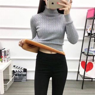 Áo len cổ lọ lót lông