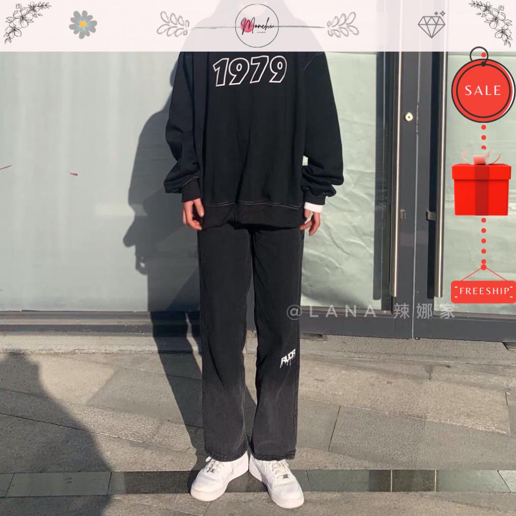 Áo Sweater thun Monchi Nỉ Nam Nữ Dáng Rộng In hình Chữ 1976 Unisex freesize | BigBuy360 - bigbuy360.vn