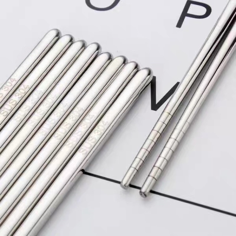 Bộ 10 đôi Đũa inox 304, 316 cao cấp có chống trơn trượt