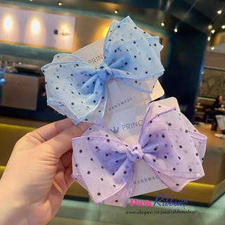 *(GIÁ 1M) Ruy băng voan viền bô đê chấm bi 5cm làm nơ kẹp tóc, phụ kiện thời trang, trang trí DIY