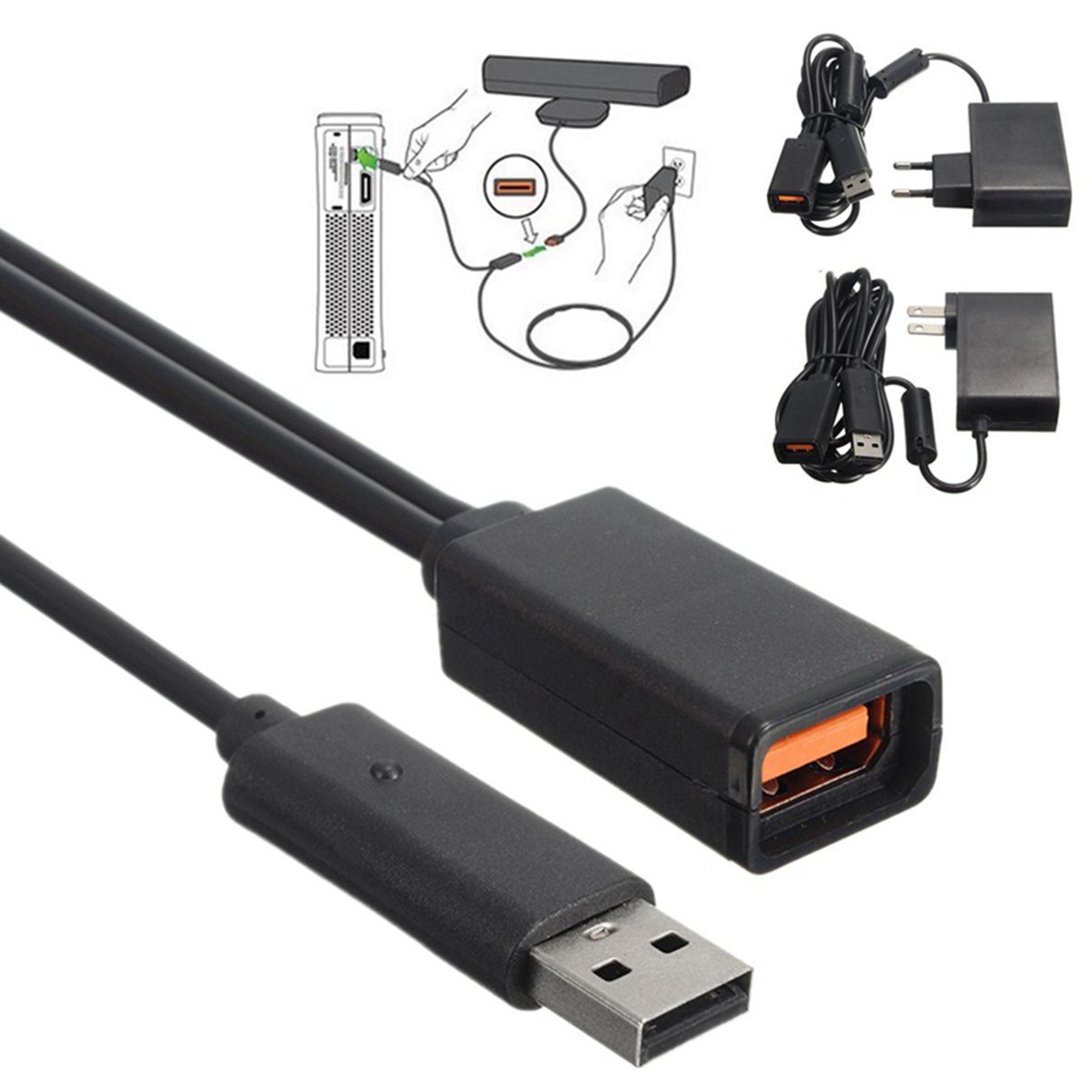 Dây Cáp Sạc Usb Ac Cho Xbox 360 Xbox360 Kinect Sensor